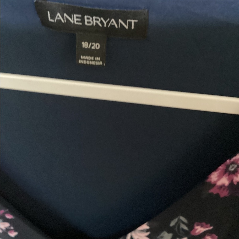 Lane Bryant Blue and Pink Floral Blouse Relaxed Fit - Picture 2 of 4